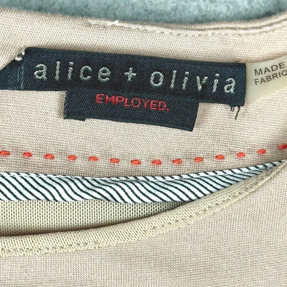 Alice + Olivia Amena Employed Colorblock Sheath Dress Size 2 Nude Career Office - Picture 4 of 16